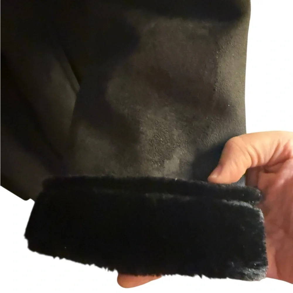 A&Co Faux Shearling Hooded Coat Sherpa Lined Black Size M 31”